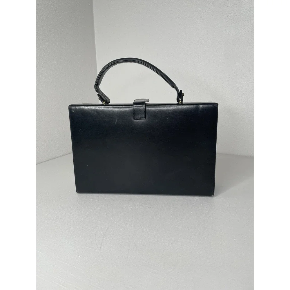 Vintage Berger Bags bb Shell And Black Leather Briefcase Style Purse Handbag